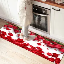 Else красные листья розы Цветочный 3d принт Нескользящая микрофибра передняя часть кухонной Прилавок современный декоративный моющийся коврик