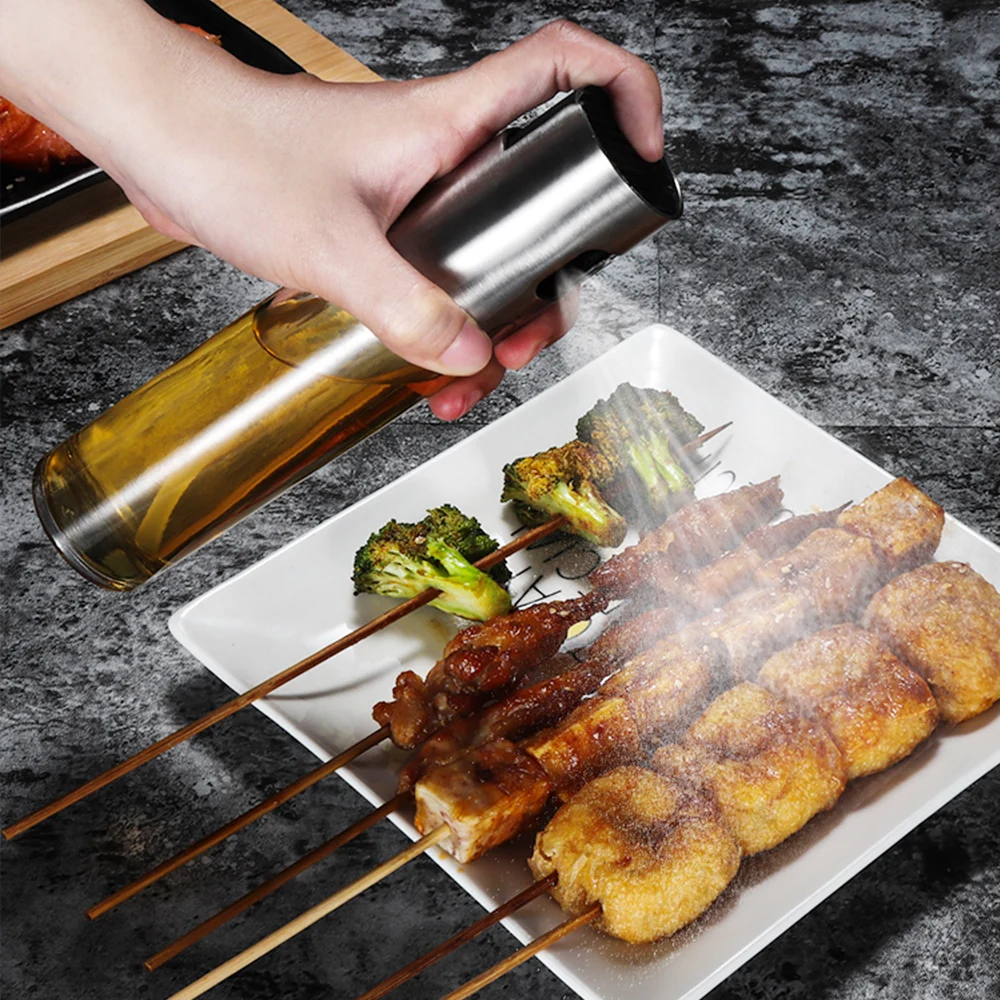 

Stainless Steel BBQ Cooking Tools Olive Oil Sprayer Kitchen Oil Spray Bottle Pump Glass Oil Pot Leak-proof Drops Oil Dispenser