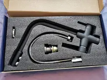 Tap Faucet-Mixer Sink Water-Purification Frap Dual-Handle Black Kitchen Rotation Letter-Design