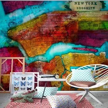 

Wall mural-northern part of the City of New York-map-200x140 cm