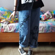 SHENGPALAE-pantalones vaqueros de pierna ancha para mujer, Jeans holgados informales con estampado de Hip-hop para verano, 2021