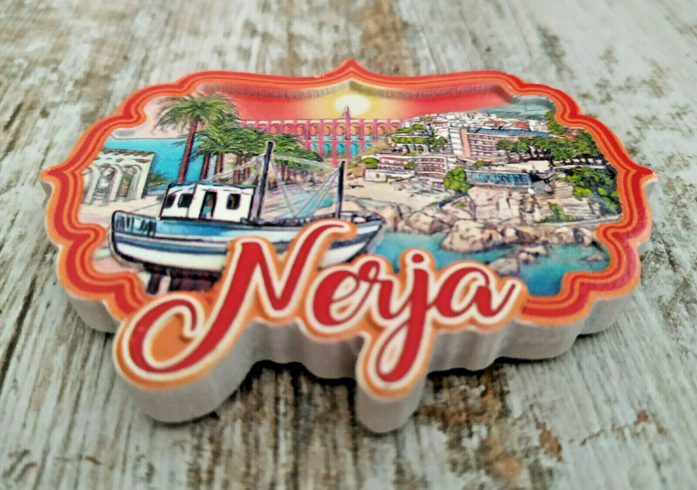 Imán де nevera сувенир нерха playa del sol recuerdo málaga regalo, магнит на холодильник, производство Китай