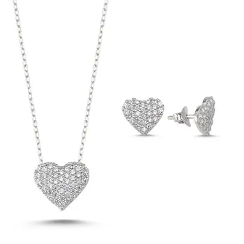 

Angemiel 925 Sterling Silver Zircon Heart Set-Rhodium Plated