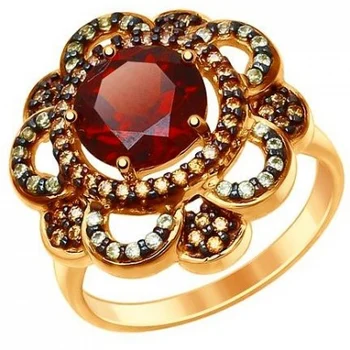 

Esthete ring with garnet and cubic zirconia silver with gilding