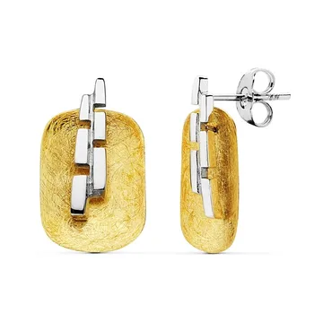 

Gold earrings 18k two-tone 20x11mm. Striped [AB2440]
