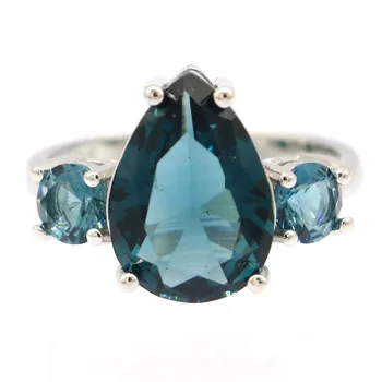 

19x14mm Popular Style Drop Created London blue Topaz Silver Ring Daily Wear Wholesale Drop Shipping