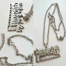 Colgante de estilo Hip Hop callejero, collar colorido de Thrasher que se puede enfriar, joyería de acero de titanio