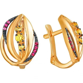 

Esthete earrings with citrine and corundum Red Gold