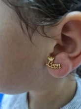 Pendientes de corona con nombre para mujer, aretes personalizados con nombre, aretes de plata de acero inoxidable dorados, joyería de moda