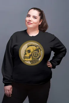 

Angemiel Wear Gold Plaque Skeleton Black Women Sweatshirt