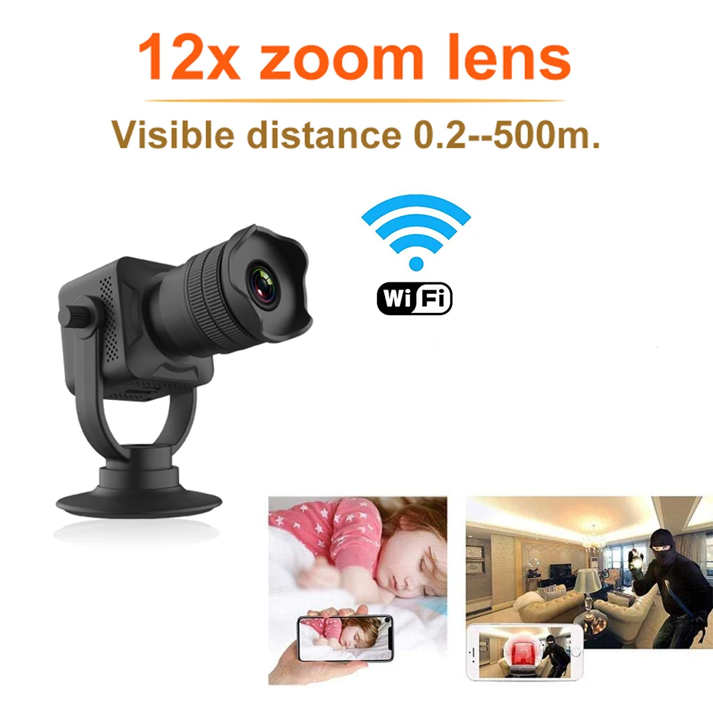 12X зум-объектив WIFI мини-камера беспроводная 720P микро-видеокамера IP-камера