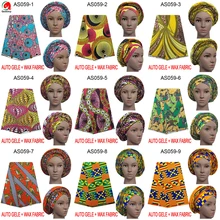 AS059 DHL-Queency красивый африканский уже сделанный Анкара авто-геле головной убор матч 6 ярдов Анкара ткань набор для леди