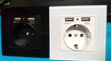 Eu-Power-Socket-Socket Outlet Glass-Panel Usb-Charging-Port Crystal Wall SRAN with 16A