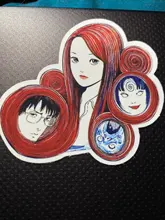 Pegatina de cómic de Horror para monopatín, adhesivo impermeable de Anime japonés Tomie, para equipaje y portátil, color blanco y negro, 10/21/49/50/56 Uds.