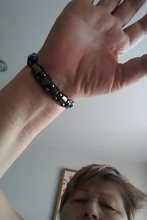 Pulsera magnética elástica de cuentas sencillas, brazalete de cuentas negras, joyería de salud