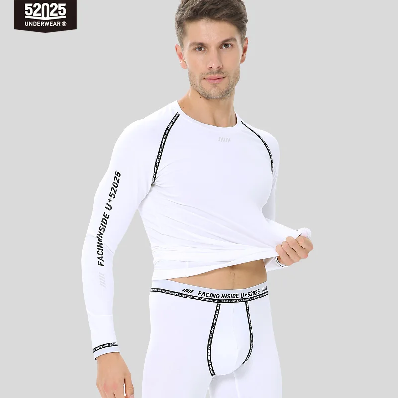 mens white 52025 Мужское термобелье Женское термобелье Cтильное изящное облегающее термобельё Хлопок Модал Удобное комфортное мягкое нательное белье Леггинсы Лосины Термоодежда Спортивный костюм roupa termica termica hombre - Цвет: mens white