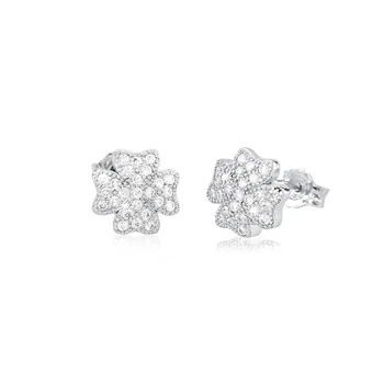 

MABINA: STUD EARRINGS WOMEN SILVER, FOUR LEAF CLOVER WITH ZIRCONI-563029