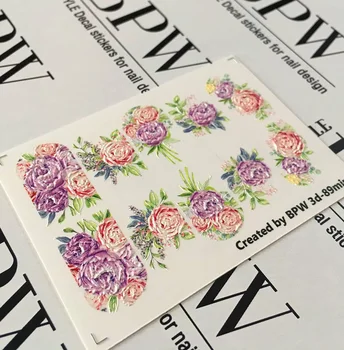 

3D slider design Peony, BPW. style, water nail sticker, 3D89