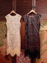 Summer Women Dress 1920s-Flapper-Dress Sequin-Fringe Party-Midi Great-Gatsby Sleeve O-Neck