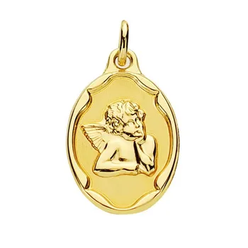 

Medal gold 9k Angel emboss oval 21mm. Smooth edge details