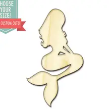 Русалка деревянная вырезка-на заказ Выберите свой размер-лазерная резка Деревянные Художественные товары для рукоделия Настенный декор свадебный детский DCS0095