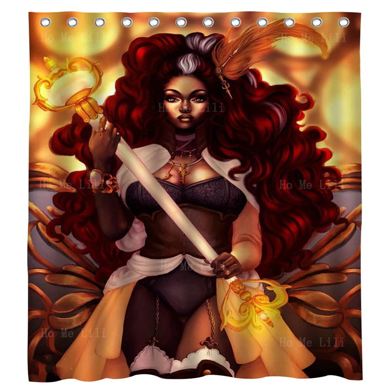 

Древняя египетская богиня войны, Фантастическое искусство, Женский солдат, Африканская женщина, черная, любовь, девушка, занавеска для душа от Ho Me Lili