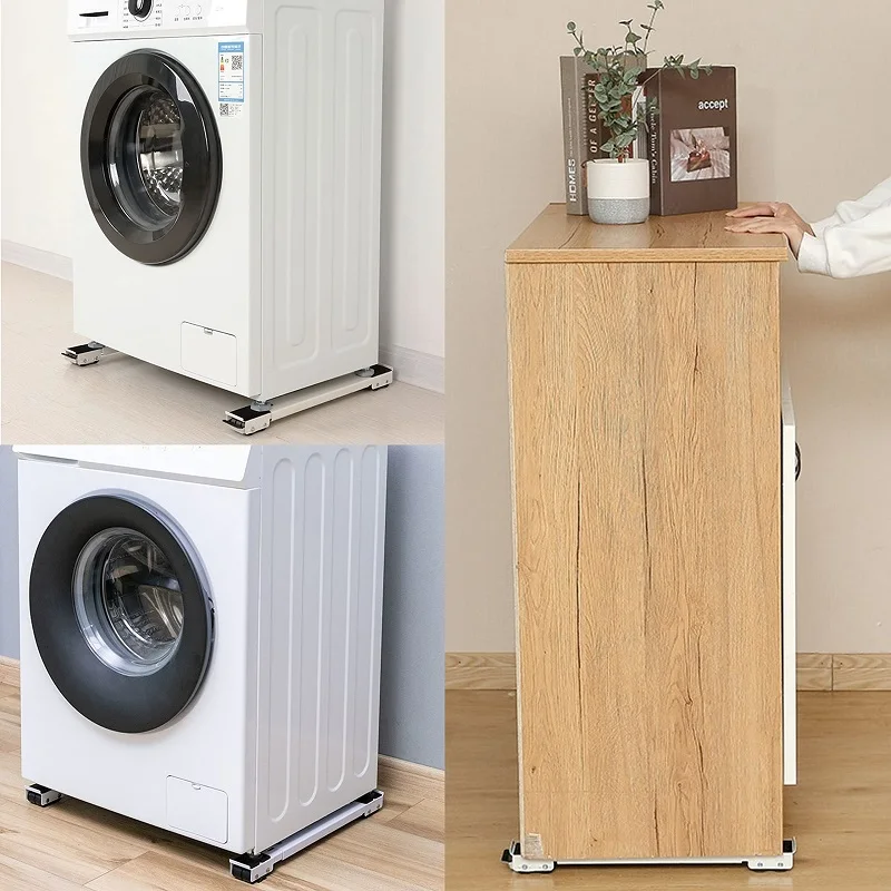Support de Machine à laver avec frein extensible, Base de réfrigérateur,  chariot Mobile, étagères de rangement, salle de bain, outils de cuisine