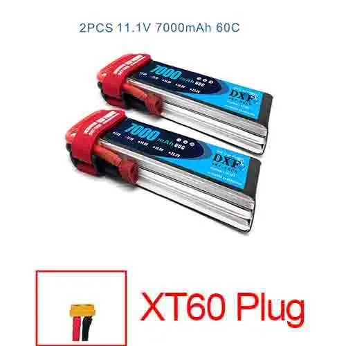 DXF Батарея lipo 2S 3S 7,4 V 11,1 V 7000 6500mah 5000 50C 60C 100C 120C на колесиках графеновой батареи для RC TRX автомобиль Лодка вертолет - Цвет: 2PCS7000mahSoftXT60