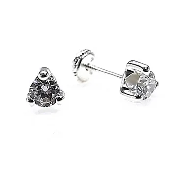 

925 Sterling silver earrings m infant cubic zirconia 4mm pellets [AB4411]