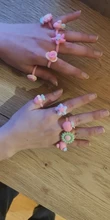 10 unids/caja de Color mixto bonito anillos de flores el Día de los niños de plástico anillo para niñas con estilo mixto de frutas como regalo