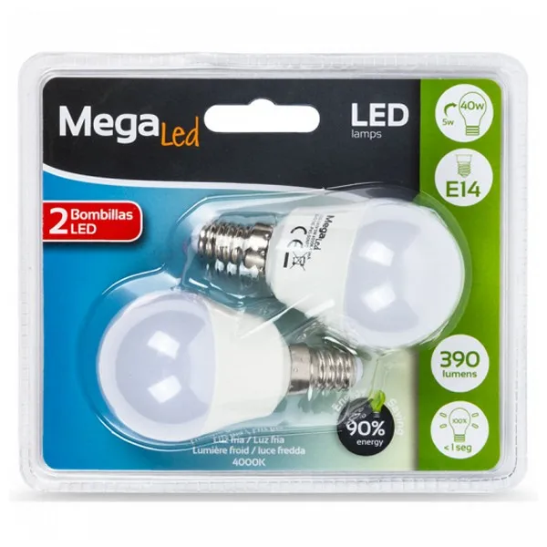 Spherical LED Light Bulb MegaLed P45-5 5W E14 4000K 390 lm White light (2 Pcs) |