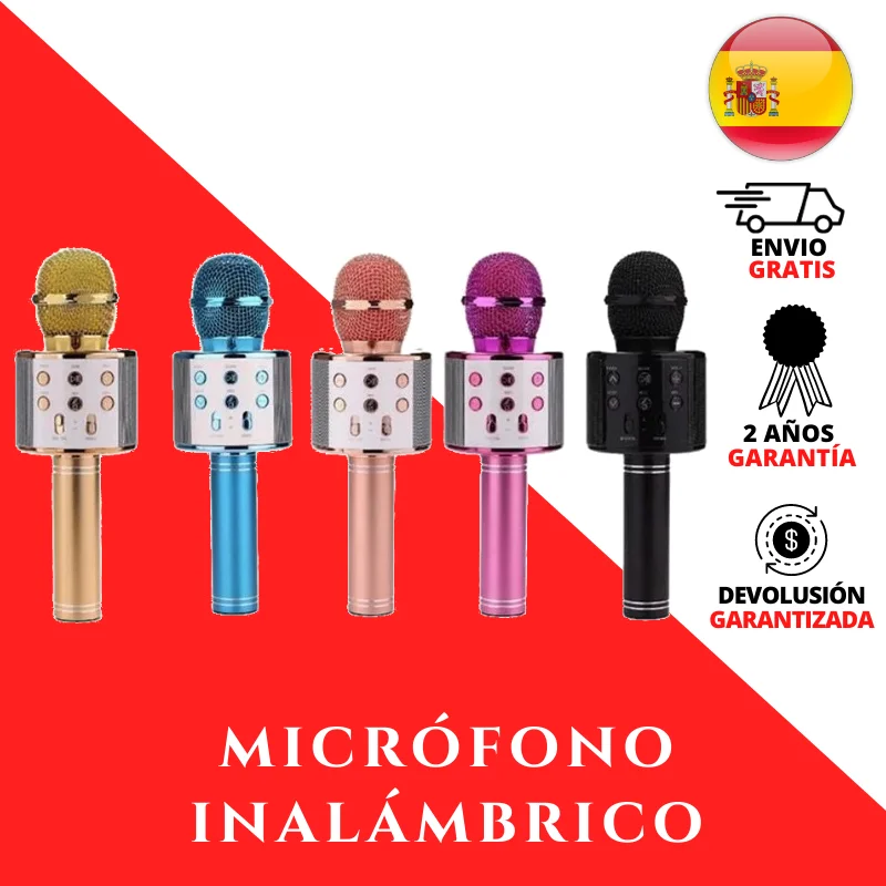 Houseware Micrófono BN1246 Karaoke Compatible con IOS Android FM USB Micro SD Radio Canta Graba Negro Azul Rosa Amarillo Rojo