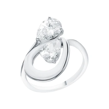 

Silver ring with ceramics and cubic zirconia sunlight sample 925