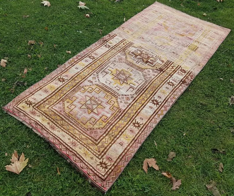 Винтажный тканый ковер 3'2'' X 7'9''/96X235 см