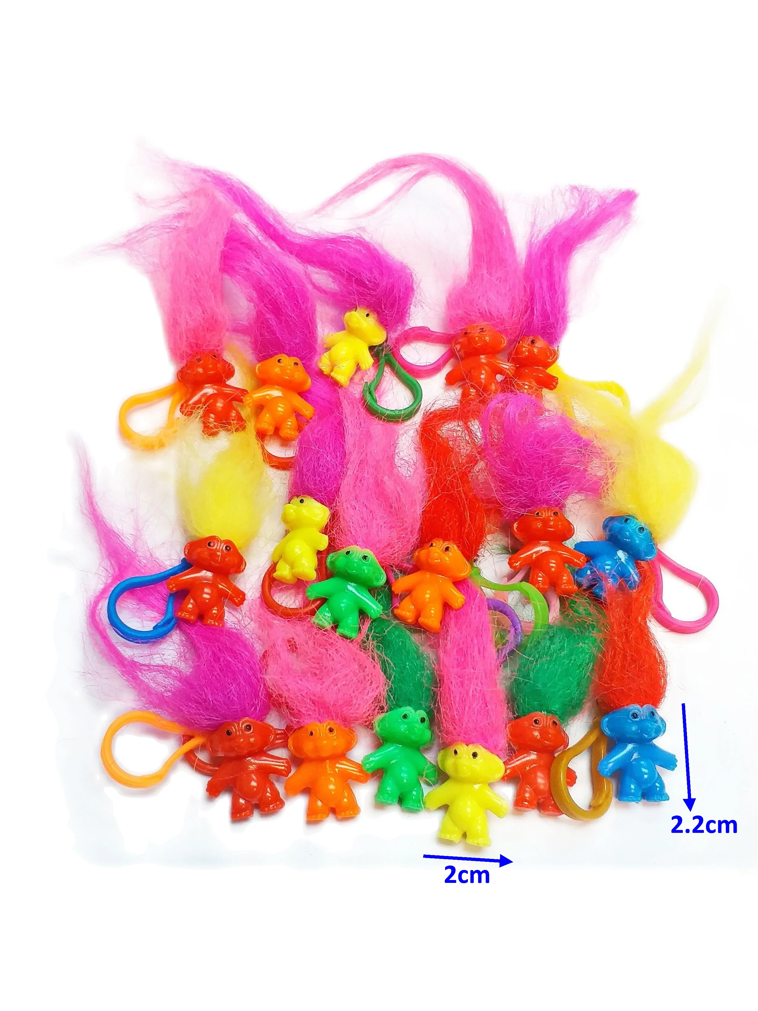 100pc 2cm Mini Lucky Troll with clip Birthday Party Favor Pinata Bag Filler Loot 