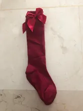 Calcetines de algodón suave para niños pequeños, pajarita grande chicas hasta la rodilla, largo, encaje, ropa de bebé, venta al por mayor