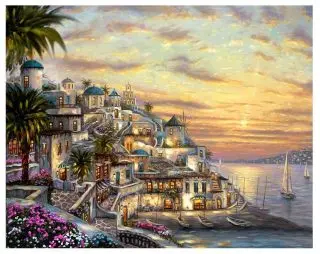 

Diamond painting, painting "Sunset on Santorini" 40x50 "color kit kuk005