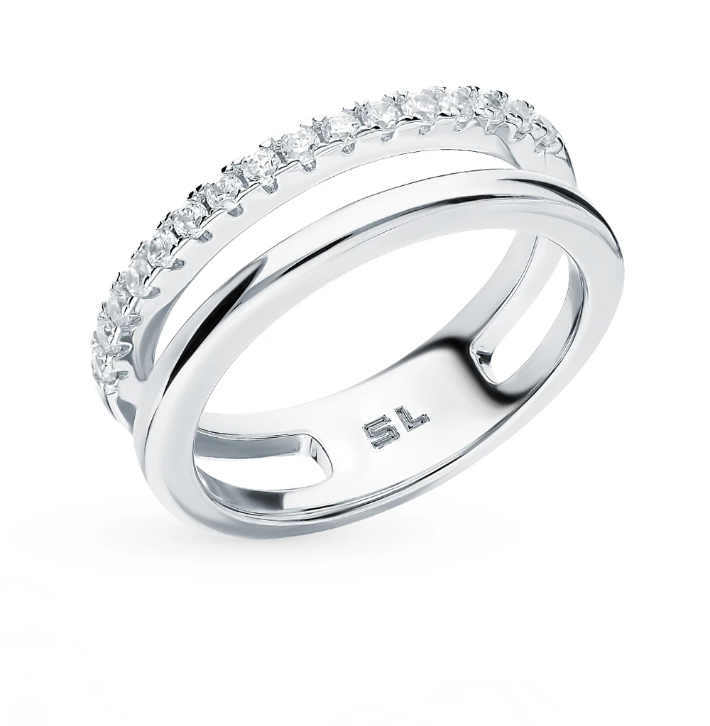 Серебряное кольцо с фианитами SUNLIGHT проба 925