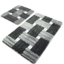 Коврики для ванной нескользящие Противоскользящие коврики Нескользящие противоскользящие серые 2'Li набор 60X100 см-50X60 см