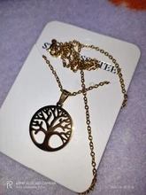 DOTIFI-collar de acero inoxidable con forma de árbol de la vida, collares colgantes redondos, joyería elegante, 316L
