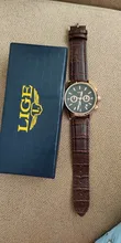 LIGE-reloj analógico con correa de cuero para hombre, accesorio de pulsera de cuarzo resistente al agua con cronógrafo, complemento masculino deportivo de marca de lujo con estilo informal, 2021