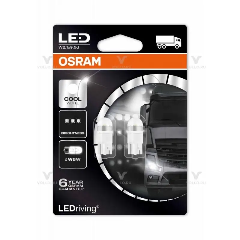 OSRAM 2824CW-02B Лампа светодиодная 1W 24V(W2,1x9,5d) LED 6000K(блистер 2шт