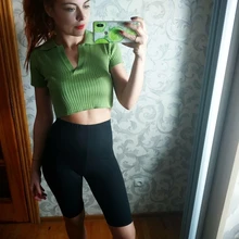 Polo Shirts Tees Short-Sleeve Mujer Camisetas Cropped Slim-Fit ITOOLIN Female Sexy Summer Vintage