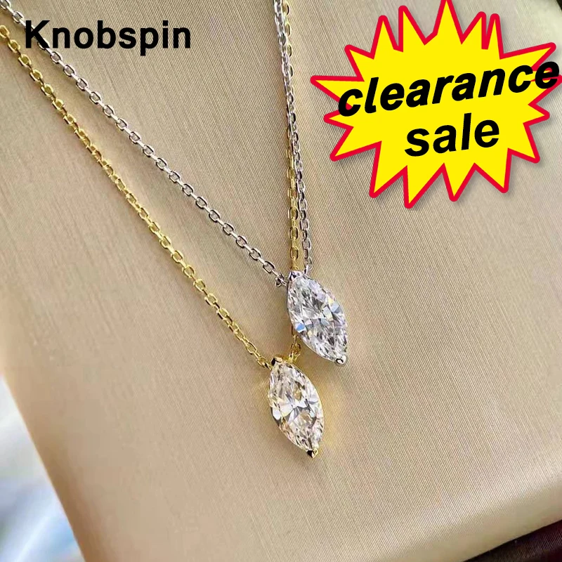 Knobspin 100 925 Sterling Silver Lab created Marquise Shaped Pendant
