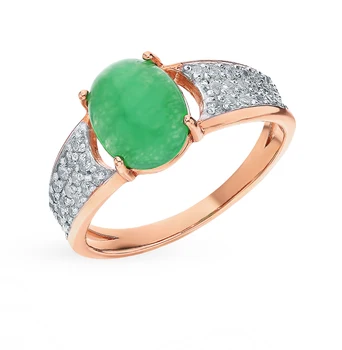 

Gold ring with cubic zirconia and agate sunlight sample 585