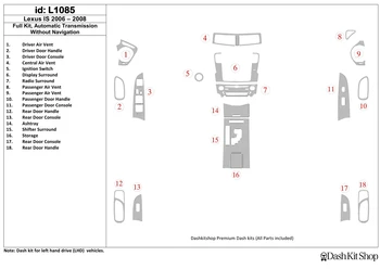 

Interior trim for Lexus IS 2006-2008. Set L1085.