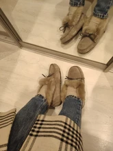 Women Flats Moccasins Loafers Snow-Shoes Female Plus-Size Winter 100%Genuine-Leather