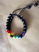 7 Chakra de roca de Lava pulsera de 8mm de doble capa fila ajustable Unisex piedra de Yoga sanación energética pulseras de piedra regalo de Navidad