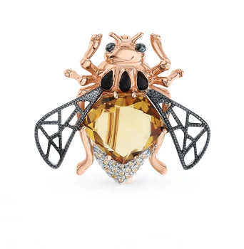 

Gold brooch with quartz and cubic zirconia sunlight sample 585