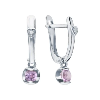 

Silver earrings with amethyst and cubic zirconia sunlight sample 925